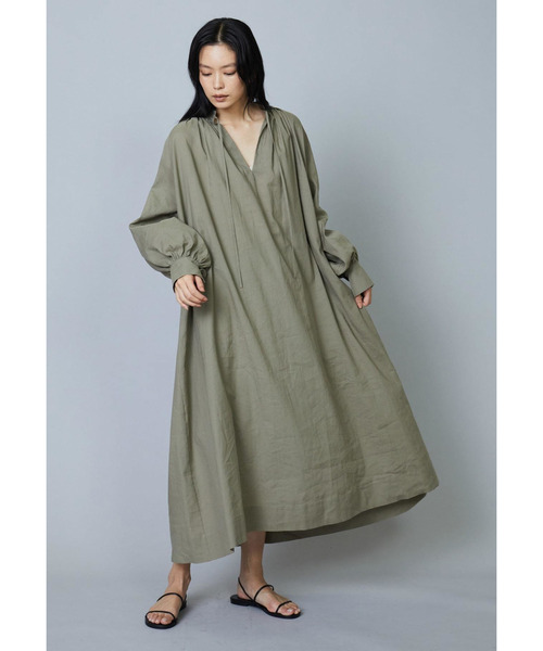 【美品】プルミエアロンディスモン ラミーコットンギャザーワンピース 1er Arrondissement（プルミエアロンディスモン）の「ラミー