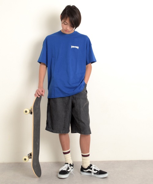 GLAZOS(グラソス)の「【接触冷感】デニム・ペインターダブルニーハーフパンツ(その他パンツ・キッズ・ブラック/ライトブルー・170cm/160cm/150cm/140cm)」の7枚目の写真