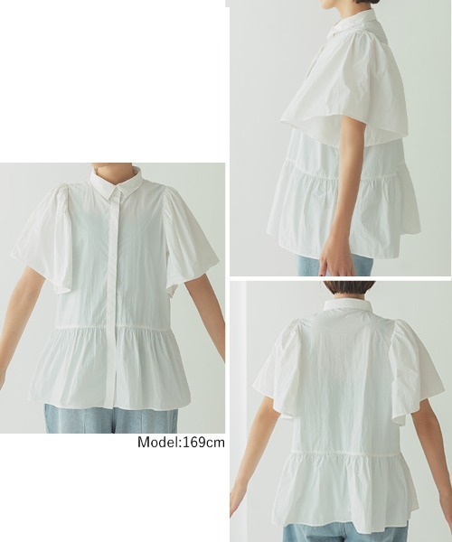 DONOBAN(ドノバン)の「撥水ペプラムブラウス(シャツ/ブラウス・レディース・ライトピンク/ブラック/ホワイト/ライトグレー・F)」の15枚目の写真