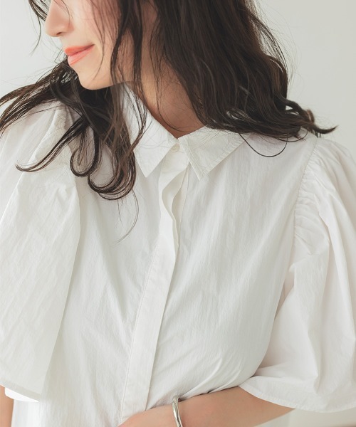 DONOBAN(ドノバン)の「撥水ペプラムブラウス(シャツ/ブラウス・レディース・ライトピンク/ブラック/ホワイト/ライトグレー・F)」の7枚目の写真