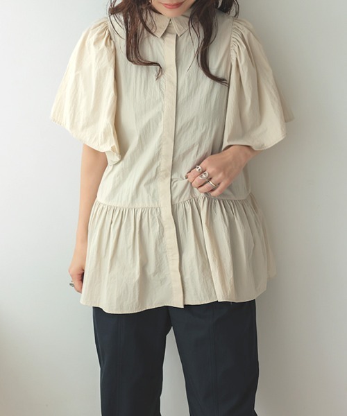 DONOBAN(ドノバン)の「撥水ペプラムブラウス(シャツ/ブラウス・レディース・ライトピンク/ブラック/ホワイト/ライトグレー・F)」の9枚目の写真