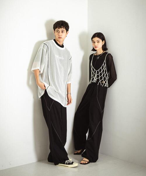 SENSE OF PLACE by URBAN RESEARCH（センスオブプレイスバイアーバンリサーチ）の「『ユニセックス』『セットアップ対応』 ブロックドトラックワイドパンツ（その他パンツ・メンズ・その他1/その他2/その他3・MEDIUM/LARGE）」の9枚目の写真