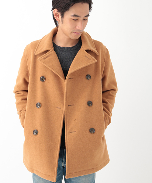 SEVENDAYS=SUNDAY（セブンデイズサンデイ）の「ボンディングメルトン　ピーコート（ピーコート・メンズ・ネイビー/キャメル/チャコールグレー・SMALL/LARGE/MEDIUM）」の3枚目の写真