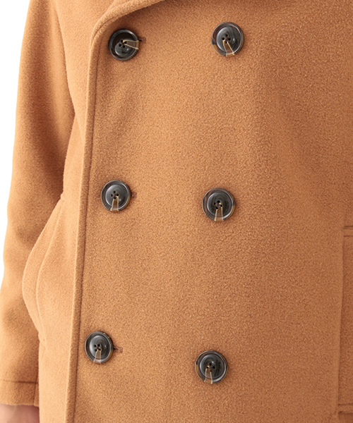 SEVENDAYS=SUNDAY（セブンデイズサンデイ）の「ボンディングメルトン　ピーコート（ピーコート・メンズ・ネイビー/キャメル/チャコールグレー・SMALL/LARGE/MEDIUM）」の9枚目の写真