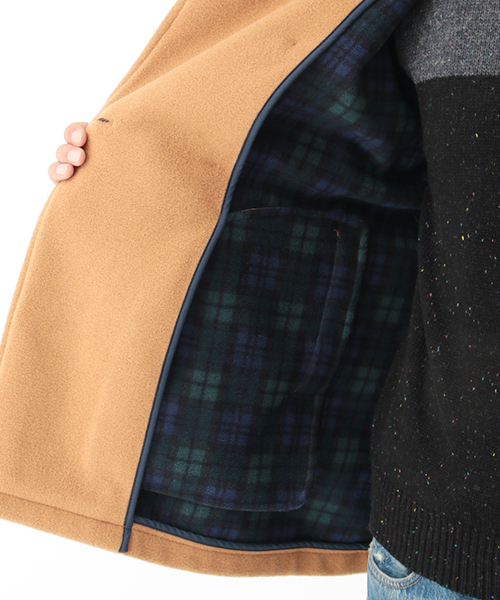 SEVENDAYS=SUNDAY（セブンデイズサンデイ）の「ボンディングメルトン　ピーコート（ピーコート・メンズ・ネイビー/キャメル/チャコールグレー・SMALL/LARGE/MEDIUM）」の4枚目の写真
