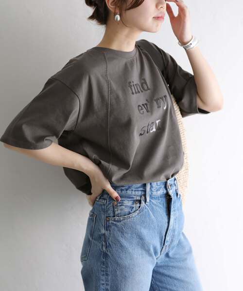 La TOTALITE（ラトータリテ）の「【Munich/ミューニック】cotton jersey（Tシャツ/カットソー・レディース・ホワイト/チャコールグレー/キャメル/ラベンダー・FREE）」の2枚目の写真