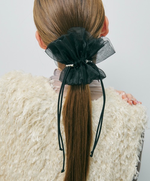 GOLDY（ゴールディ）の「ドローストリング シアー シュシュ（シュシュ・レディース・カーキ/ブラック/ブルー/グレー/ホワイト・FREE）」の7枚目の写真