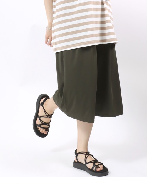 Salong hameu（サロン ハミュー）の「「着用動画あり」ストレッチ ガウチョパンツ/イージーパンツ/スカーチョ/ステテコ/無地・総柄・ライン柄・花柄・アニマル柄（その他パンツ・レディース・レオパード/カーキオリーブ/ブラック系その他3/ネイビー/グレイッシュベージュ/ブラック系その他2/ブラック/ネイビー系1/ブラック系その他5/ゼブラ/ブラック系その他4/ブラック系その他6・L/M）」の9枚目の写真