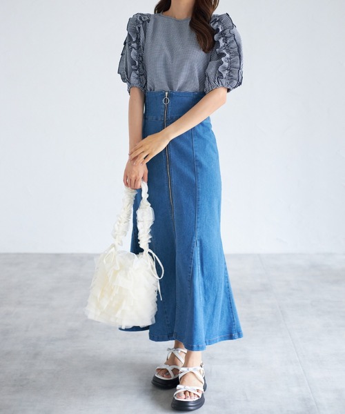 tocco closet(トッコ クローゼット)の「【ZOZO限定】ギャザーフリルチュールドロストバッグ(ショルダーバッグ・レディース・ブラック/アイボリー/ピンク・FREE)」の6枚目の写真