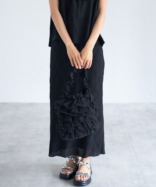tocco closet(トッコ クローゼット)の「【ZOZO限定】ギャザーフリルチュールドロストバッグ(ショルダーバッグ・レディース・ブラック/アイボリー/ピンク・FREE)」の13枚目の写真