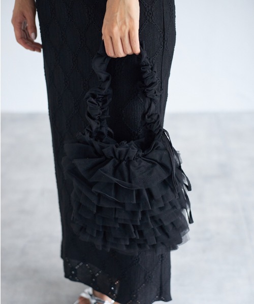 tocco closet(トッコ クローゼット)の「【ZOZO限定】ギャザーフリルチュールドロストバッグ(ショルダーバッグ・レディース・ブラック/アイボリー/ピンク・FREE)」の11枚目の写真