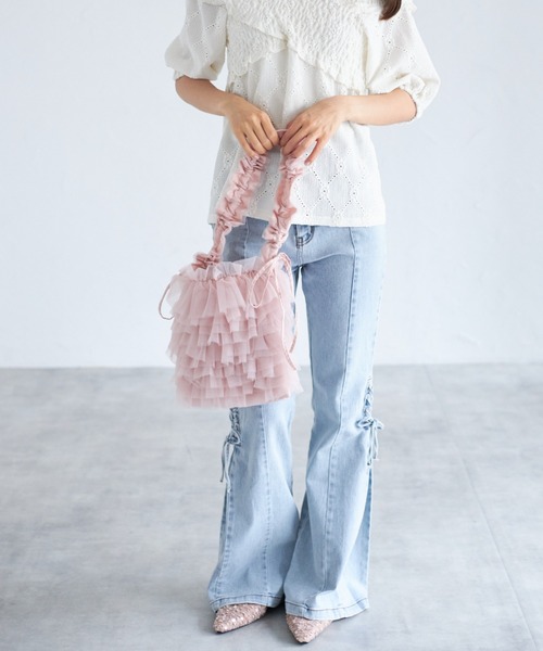 tocco closet(トッコ クローゼット)の「【ZOZO限定】ギャザーフリルチュールドロストバッグ(ショルダーバッグ・レディース・ブラック/アイボリー/ピンク・FREE)」の19枚目の写真
