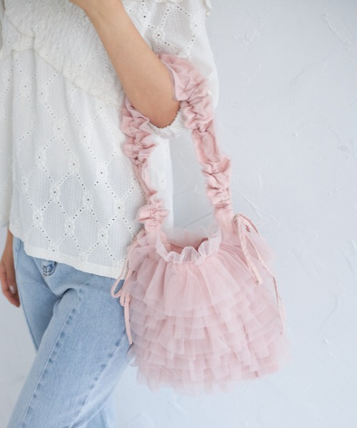 tocco closet(トッコ クローゼット)の「【ZOZO限定】ギャザーフリルチュールドロストバッグ(ショルダーバッグ・レディース・ブラック/アイボリー/ピンク・FREE)」の18枚目の写真