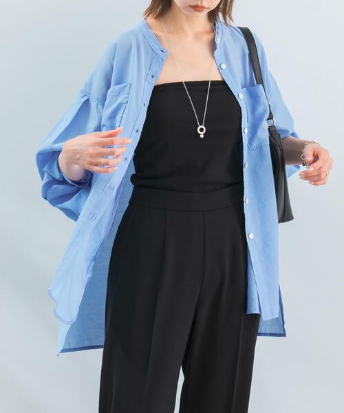 URBAN RESEARCH ROSSO WOMEN（アーバンリサーチ　ロッソ）の「シアーバンドカラーシャツ（シャツ/ブラウス・レディース・オレンジ/ブルー/ホワイト・FREE）」の3枚目の写真