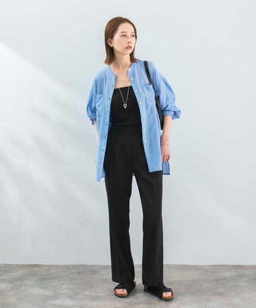 URBAN RESEARCH ROSSO WOMEN（アーバンリサーチ　ロッソ）の「シアーバンドカラーシャツ（シャツ/ブラウス・レディース・オレンジ/ブルー/ホワイト・FREE）」の4枚目の写真