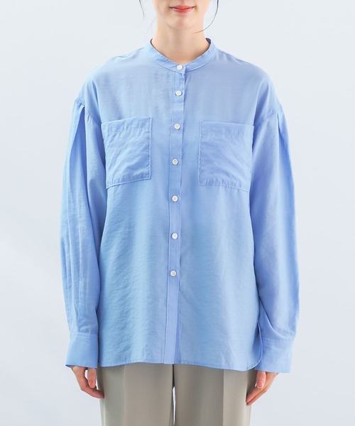 URBAN RESEARCH ROSSO WOMEN（アーバンリサーチ　ロッソ）の「シアーバンドカラーシャツ（シャツ/ブラウス・レディース・オレンジ/ブルー/ホワイト・FREE）」の13枚目の写真