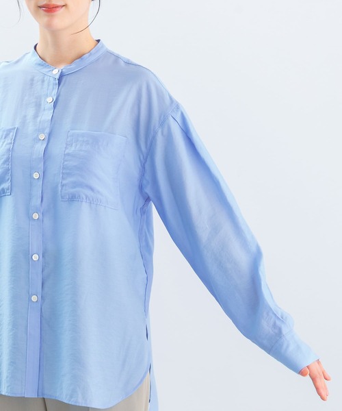 URBAN RESEARCH ROSSO WOMEN（アーバンリサーチ　ロッソ）の「シアーバンドカラーシャツ（シャツ/ブラウス・レディース・オレンジ/ブルー/ホワイト・FREE）」の19枚目の写真