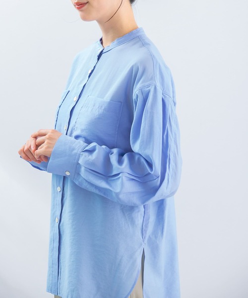 URBAN RESEARCH ROSSO WOMEN（アーバンリサーチ　ロッソ）の「シアーバンドカラーシャツ（シャツ/ブラウス・レディース・オレンジ/ブルー/ホワイト・FREE）」の20枚目の写真