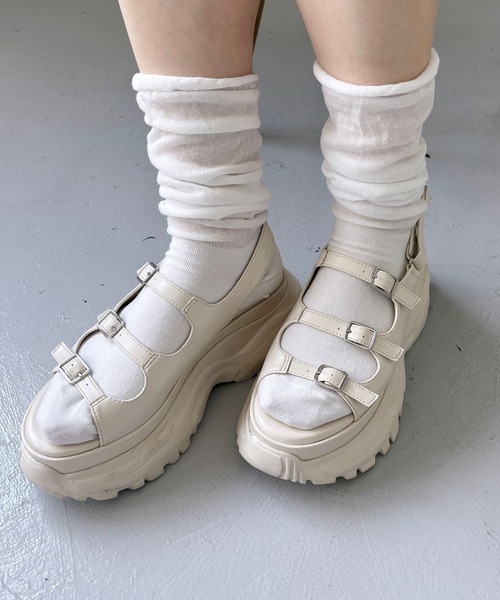 Heather（ヘザー）の「クシュクシュシアーSOX　129505（ソックス/靴下・レディース・ホワイト/グレー/ブラック・FREE）」の2枚目の写真