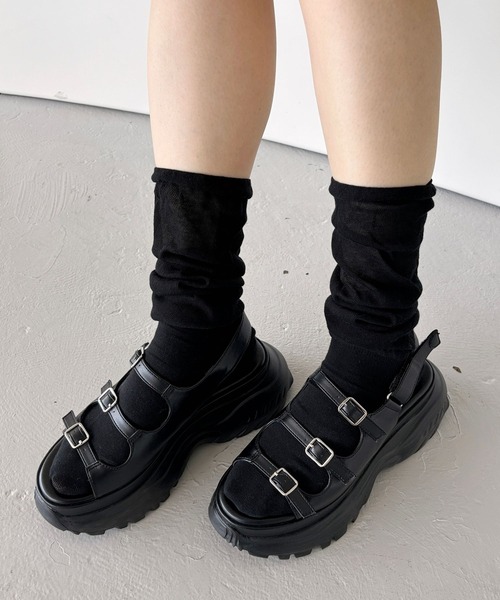 Heather（ヘザー）の「クシュクシュシアーSOX　129505（ソックス/靴下・レディース・ホワイト/グレー/ブラック・FREE）」の3枚目の写真