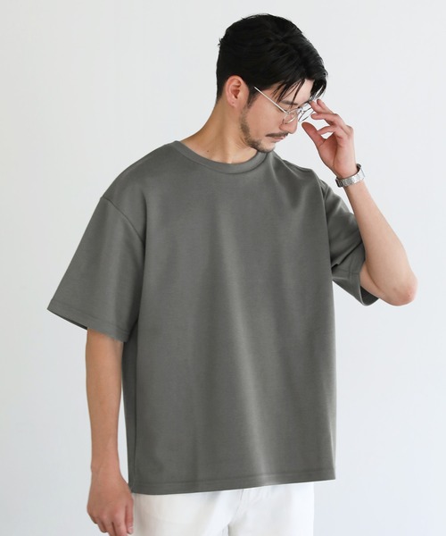 LIL VENDARS(リルヴェンダース)の「リップル/鹿の子ポンチ ルーズベーシック半袖カットソー(Tシャツ/カットソー・メンズ・ブラック/ブルー/チャコール/モカ・M/L/XL)」の3枚目の写真