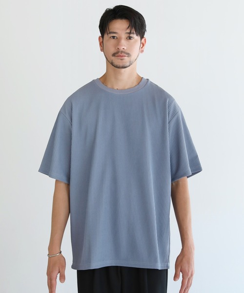 LIL VENDARS(リルヴェンダース)の「リップル/鹿の子ポンチ ルーズベーシック半袖カットソー(Tシャツ/カットソー・メンズ・ブラック/ブルー/チャコール/モカ・M/L/XL)」の19枚目の写真
