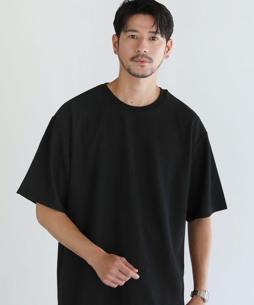 LIL VENDARS(リルヴェンダース)の「リップル/鹿の子ポンチ ルーズベーシック半袖カットソー(Tシャツ/カットソー・メンズ・ブラック/ブルー/チャコール/モカ・M/L/XL)」の6枚目の写真