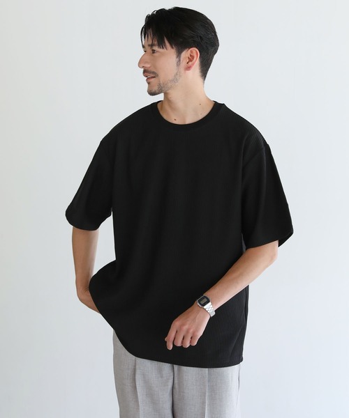 LIL VENDARS(リルヴェンダース)の「リップル/鹿の子ポンチ ルーズベーシック半袖カットソー(Tシャツ/カットソー・メンズ・ブラック/ブルー/チャコール/モカ・M/L/XL)」の7枚目の写真