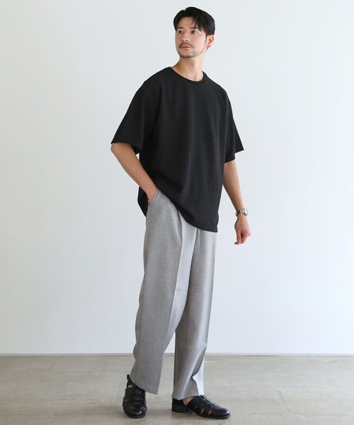 LIL VENDARS(リルヴェンダース)の「リップル/鹿の子ポンチ ルーズベーシック半袖カットソー(Tシャツ/カットソー・メンズ・ブラック/ブルー/チャコール/モカ・M/L/XL)」の8枚目の写真