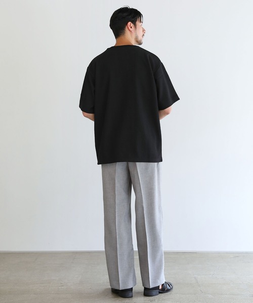 LIL VENDARS(リルヴェンダース)の「リップル/鹿の子ポンチ ルーズベーシック半袖カットソー(Tシャツ/カットソー・メンズ・ブラック/ブルー/チャコール/モカ・M/L/XL)」の9枚目の写真