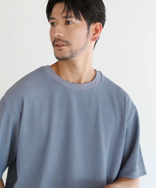 LIL VENDARS(リルヴェンダース)の「リップル/鹿の子ポンチ ルーズベーシック半袖カットソー(Tシャツ/カットソー・メンズ・ブラック/ブルー/チャコール/モカ・M/L/XL)」の16枚目の写真