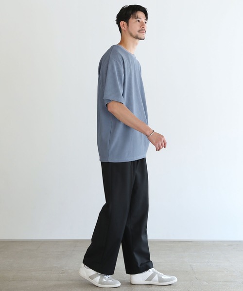 LIL VENDARS(リルヴェンダース)の「リップル/鹿の子ポンチ ルーズベーシック半袖カットソー(Tシャツ/カットソー・メンズ・ブラック/ブルー/チャコール/モカ・M/L/XL)」の17枚目の写真
