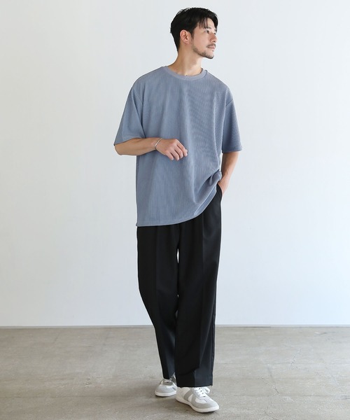 LIL VENDARS(リルヴェンダース)の「リップル/鹿の子ポンチ ルーズベーシック半袖カットソー(Tシャツ/カットソー・メンズ・ブラック/ブルー/チャコール/モカ・M/L/XL)」の18枚目の写真