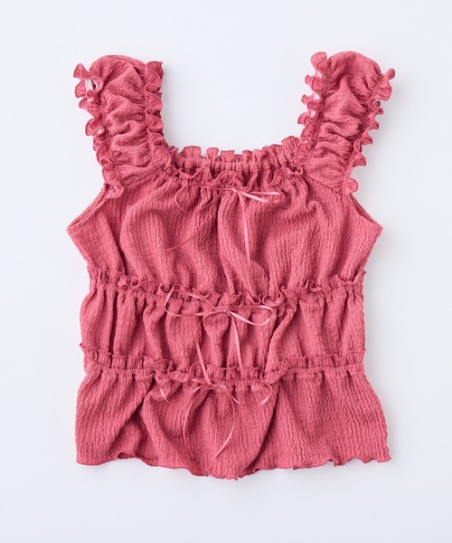 one after another NICE CLAUP（ワンアフターアナザーナイスクラップ）の「フリルメロービスチェ（タンクトップ・レディース・ブラック/レッド/アイボリー・FREE）」の13枚目の写真