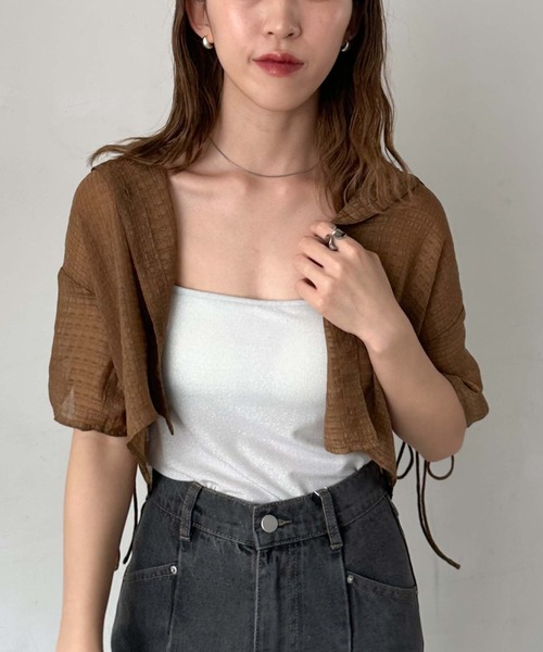 archives（アルシーヴ）の「ドロストハーフスリーブシャツ（シャツ/ブラウス・レディース・モカ/アイボリー/ブラック・MEDIUM）」の14枚目の写真