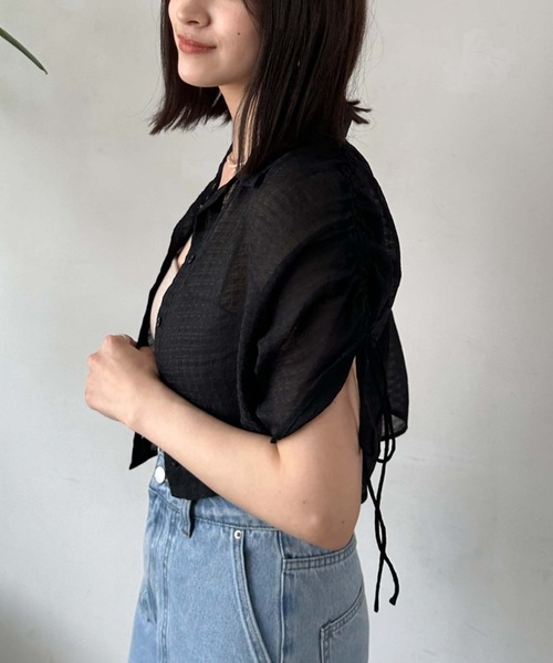 archives（アルシーヴ）の「ドロストハーフスリーブシャツ（シャツ/ブラウス・レディース・モカ/アイボリー/ブラック・MEDIUM）」の20枚目の写真