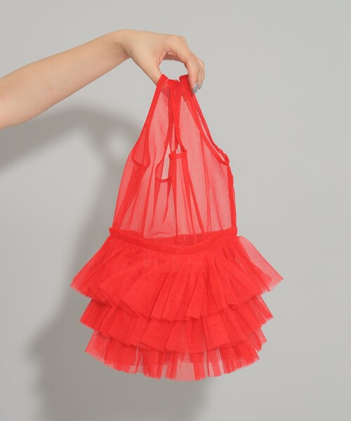 Ray BEAMS(レイビームス)の「DIR 69 / Tulle market bag(トートバッグ・レディース・ブラック/ホワイト/レッド・ONE SIZE)」の3枚目の写真