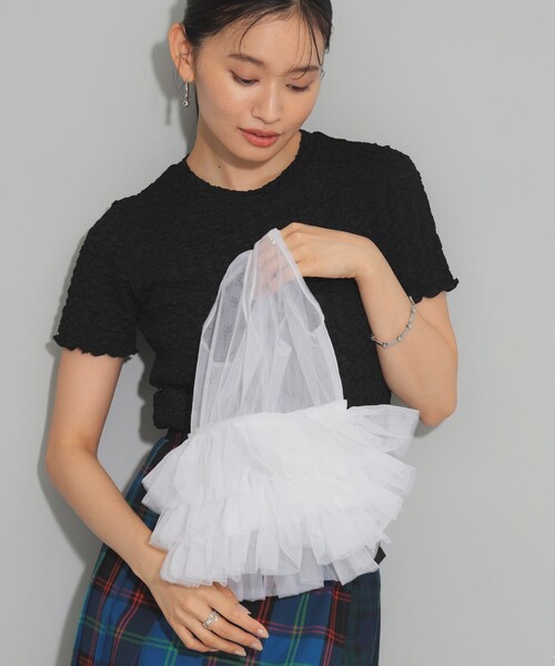 Ray BEAMS(レイビームス)の「DIR 69 / Tulle market bag(トートバッグ・レディース・ブラック/ホワイト/レッド・ONE SIZE)」の1枚目の写真