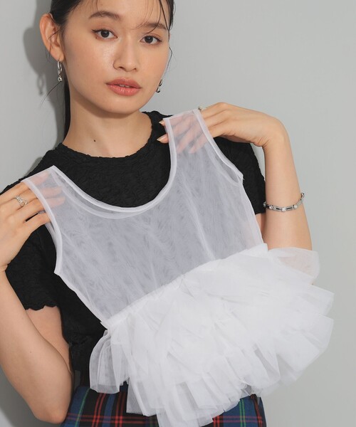 Ray BEAMS(レイビームス)の「DIR 69 / Tulle market bag(トートバッグ・レディース・ブラック/ホワイト/レッド・ONE SIZE)」の5枚目の写真