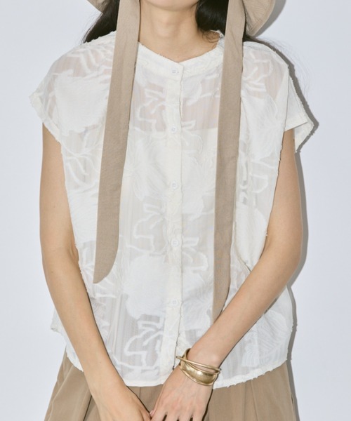 ブラウス シャツ BOTANICAL JACQUARD BLOUSE ボタニカル ジャガード ブラウス 半袖 レディース メンズ BOTANICAL JACQUARD BLOUSE ボタニカル ジャガード ブラウス