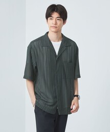 green label relaxing | メッシュ パターン オープンカラー シャツ(シャツ/ブラウス)