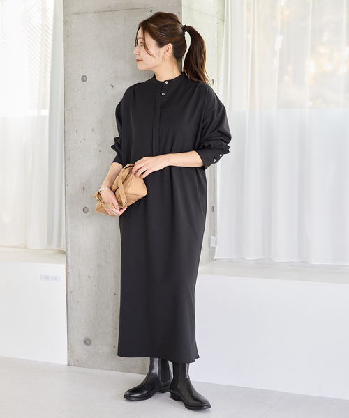 JOURNAL STANDARD（ジャーナルスタンダード）の「ウーリッシュツイルワンピース（ワンピース・レディース・チャコールグレー/ブラック/アイボリー・FREE）」の2枚目の写真