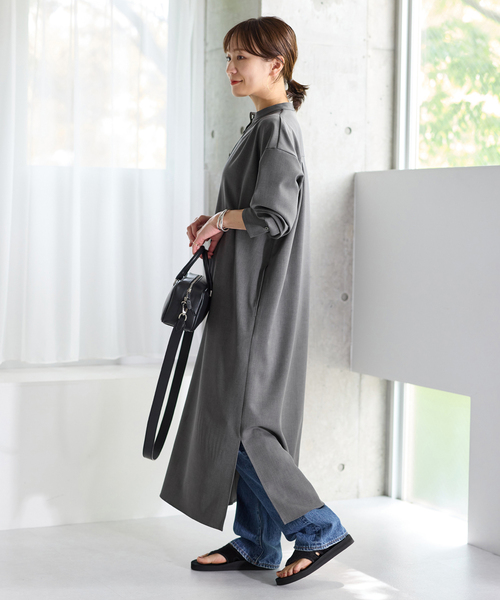 JOURNAL STANDARD（ジャーナルスタンダード）の「ウーリッシュツイルワンピース（ワンピース・レディース・チャコールグレー/ブラック/アイボリー・FREE）」の7枚目の写真