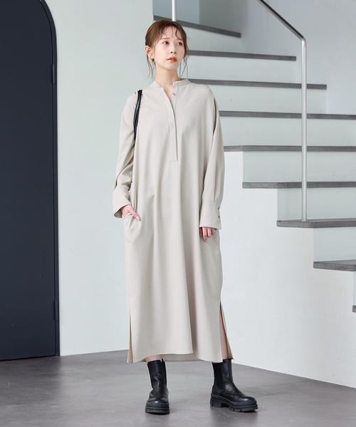 JOURNAL STANDARD（ジャーナルスタンダード）の「ウーリッシュツイルワンピース（ワンピース・レディース・チャコールグレー/ブラック/アイボリー・FREE）」の8枚目の写真