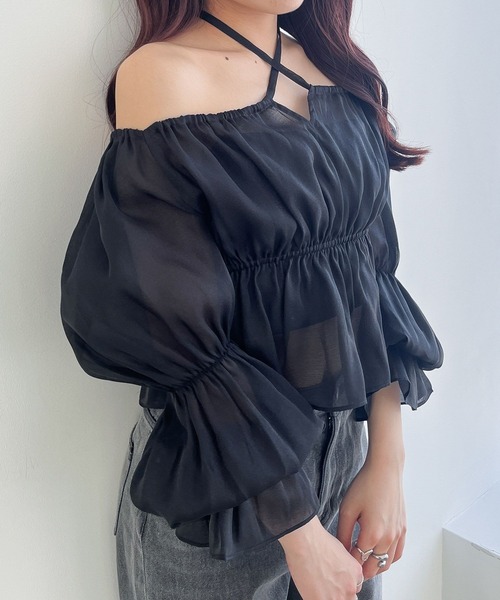 tシャツ 2wayショルダーシアーブラウス/ブラック レディース 楽天市場】≪ 灼熱バーゲン ≫ ブラウス トップス シアー