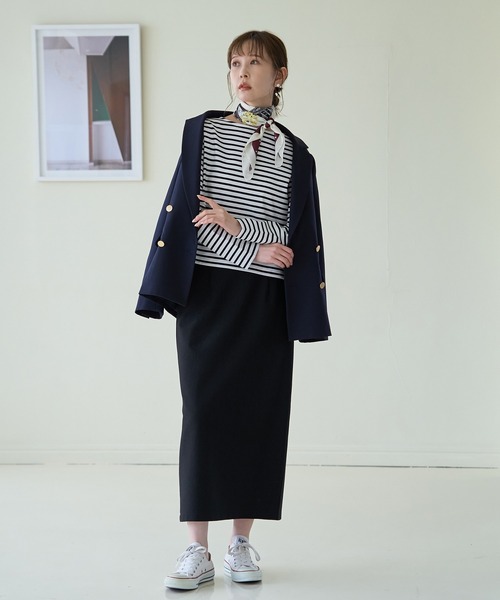 ROPE' PICNIC（ロペピクニック）の「細ボーダー天竺トップス/リンクコーデ（Tシャツ/カットソー・レディース・ブルー/グレー系その他/ホワイト系その他5・38）」の10枚目の写真