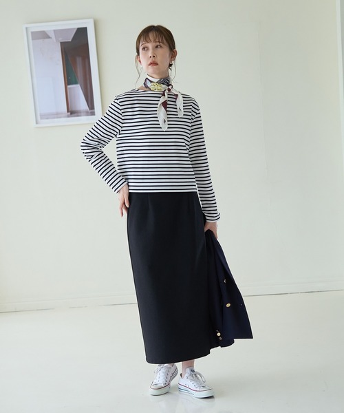 ROPE' PICNIC（ロペピクニック）の「細ボーダー天竺トップス/リンクコーデ（Tシャツ/カットソー・レディース・ブルー/グレー系その他/ホワイト系その他5・38）」の12枚目の写真