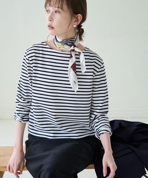 ROPE' PICNIC（ロペピクニック）の「細ボーダー天竺トップス/リンクコーデ（Tシャツ/カットソー・レディース・ブルー/グレー系その他/ホワイト系その他5・38）」の15枚目の写真