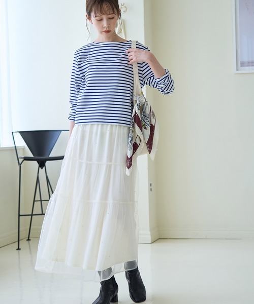 ROPE' PICNIC（ロペピクニック）の「細ボーダー天竺トップス/リンクコーデ（Tシャツ/カットソー・レディース・ブルー/グレー系その他/ホワイト系その他5・38）」の18枚目の写真