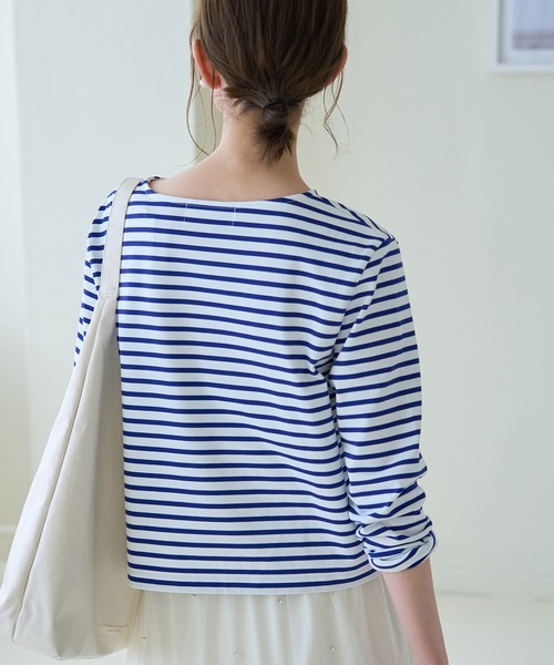 ROPE' PICNIC（ロペピクニック）の「細ボーダー天竺トップス/リンクコーデ（Tシャツ/カットソー・レディース・ブルー/グレー系その他/ホワイト系その他5・38）」の20枚目の写真